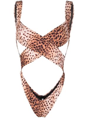 Reina Olga Exotica cheetah-print swimsuit - Neutrals