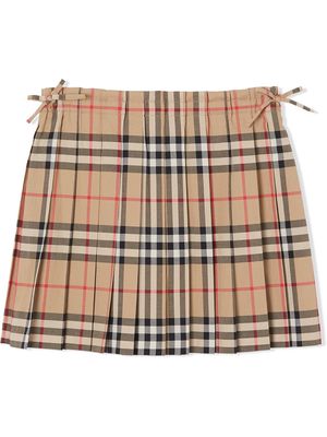 Burberry Kids Vintage Check Pleated Skirt - Neutrals