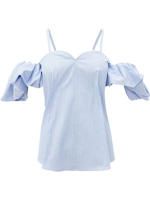 JW Anderson vertical-stripe cold-shoulder blouse - Blue
