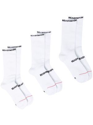Readymade pack-of-three logo socks - White