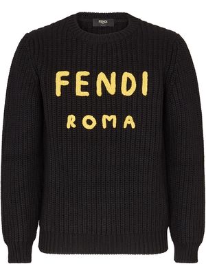 Fendi logo-print wool jumper - Black