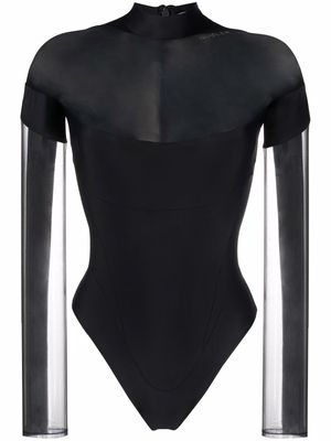 Mugler illusion-neck panelled bodysuit - Black