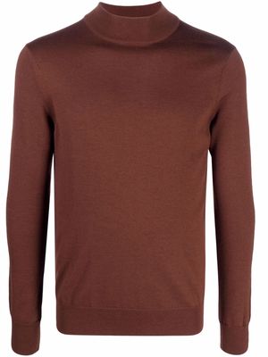 SANDRO mock neck ribbed-knit jumper - Brown