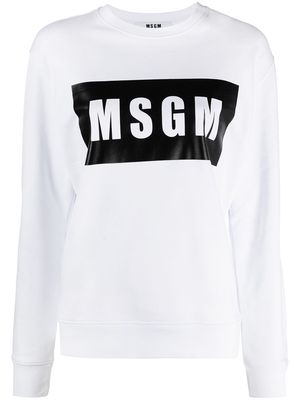MSGM box logo crew neck sweatshirt - White