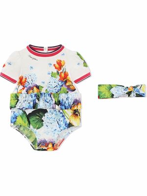 Dolce & Gabbana Kids floral-print body set - White