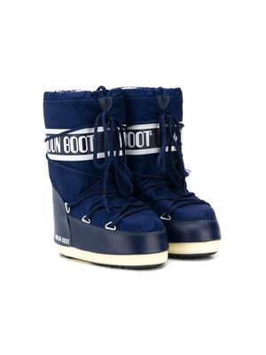 Moon Boot Kids logo lace-up snow boots - Blue