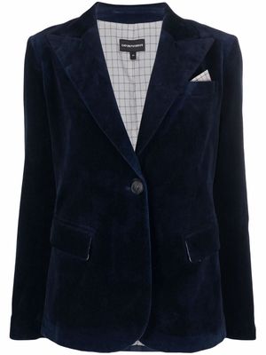 Emporio Armani single-breasted wool blazer - Blue