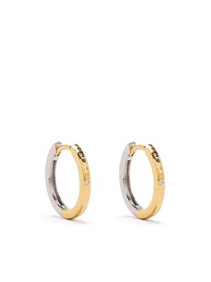 DOWER AND HALL 9kt yellow gold and silver medium reversible diamond huggie hoops