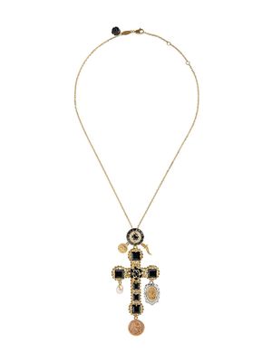 Dolce & Gabbana 18kt yellow gold sapphire cross charm necklace