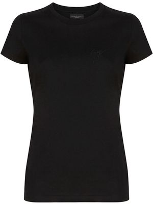 Giuseppe Zanotti logo embroidered cotton T-shirt - Black