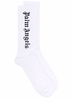 Palm Angels intarsia logo socks - White