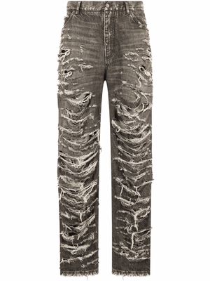 Dolce & Gabbana ripped wide leg jeans - Grey