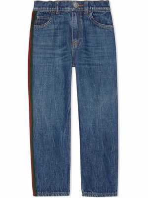 Gucci Kids Web detail slim fit jeans - Blue