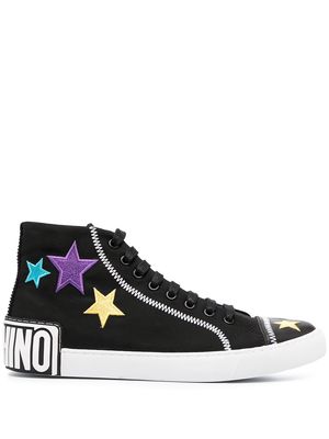 Moschino star patch hi-top sneakers - Black