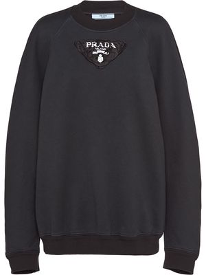 Prada logo-patch crew-neck sweatshirt - Black