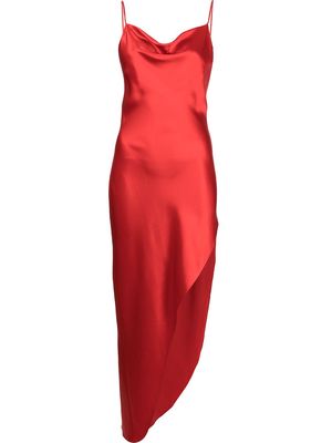 Fleur Du Mal cowl neck high slit slip dress - Red