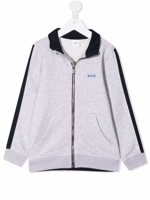 BOSS Kidswear logo-print zip-up jacket - Grey