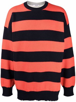 Valentino panelled striped jumper - Orange
