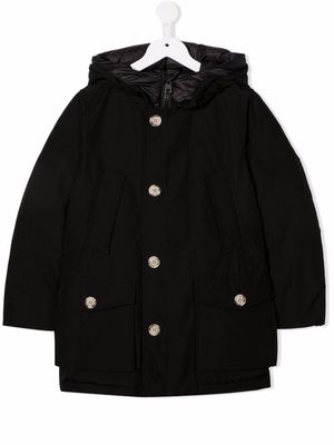 Woolrich Kids buttoned hooded coat - Black