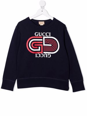 Gucci Kids logo-print crew neck sweatshirt - Blue