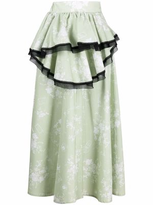 Ulyana Sergeenko asymmetric floral-print skirt - Green