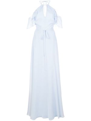 Marchesa Notte Bridesmaids cold shoulder bridesmaid gown - Blue