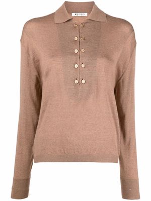Ports 1961 long-sleeve wool polo top - Neutrals