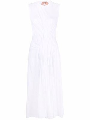 Nº21 gathered waist sleeveless midi dress - White