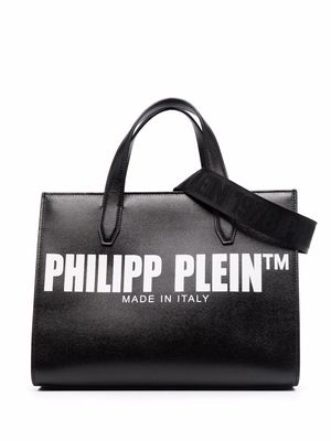Philipp Plein logo-print leather tote bag - Black