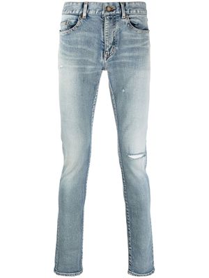 Saint Laurent distressed-detail skinny-fit jeans - Blue