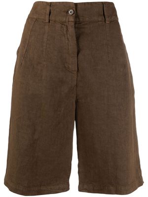 ASPESI long-line linen shorts - Brown
