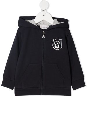 Moncler Enfant logo-patch hoodie - Blue
