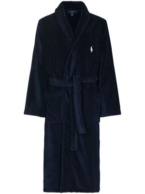 Polo Ralph Lauren embroidered logo belted robe - Blue
