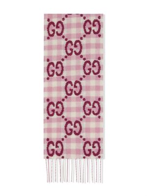 Gucci Kids GG check wool scarf - Pink