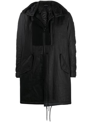 Stone Island Shadow Project hooded patchwork parka coat - Black