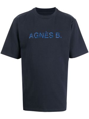 agnès b. embroidered logo T-shirt - Blue