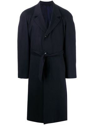 Kiton belted mid-length coat - Blue
