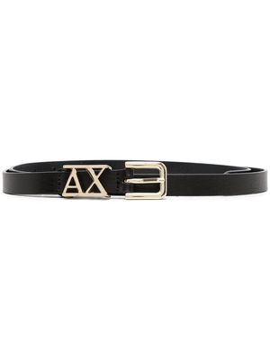 Armani Exchange logo-plaque leather belt - Black