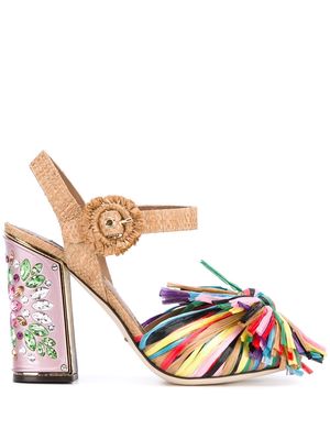 Dolce & Gabbana fringed embellished sandals - Pink