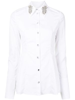 Erdem crystal-embellished pointed-collar shirt - White