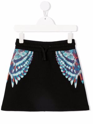 Marcelo Burlon County Of Milan Kids Wings-print straight-leg miniskirt - 1049 BLACK BLUE