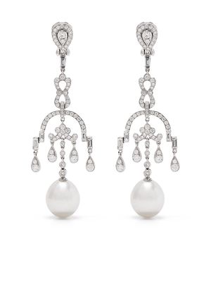 Yoko London x Ramadan 18kt white gold Mayfair South Sea pearl and diamond drop earrings - Silver