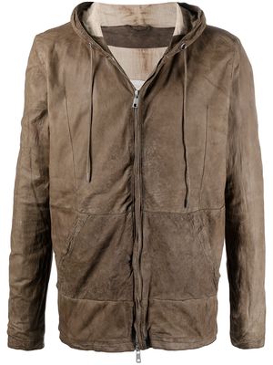 Giorgio Brato zip-up hooded leather jacket - Brown