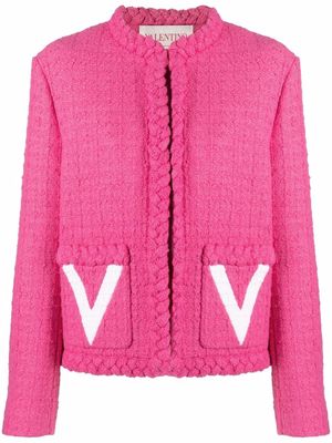Valentino Timeless woven-detail tweed coat - Pink