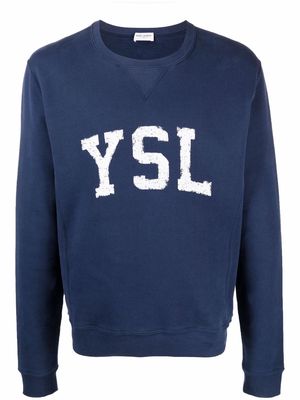 Saint Laurent logo-print cotton sweatshirt - Blue