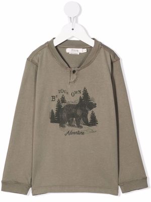 Bonpoint Bear print distressed sweatshirt - Grey