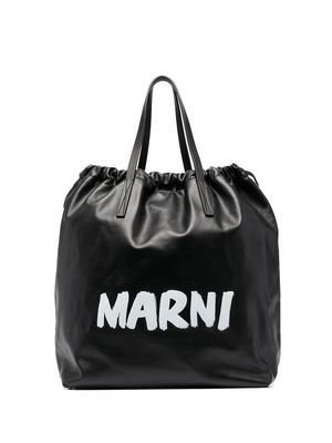 Marni Gusset logo-print backpack - Black