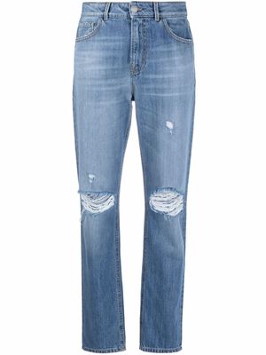 PINKO ripped-detail slim-fit jeans - Blue