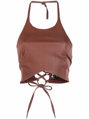 Kalmanovich lace-up cropped top - Brown