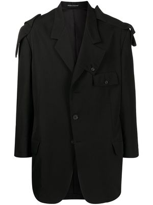 Yohji Yamamoto notched-lapels single-breasted blazer - Black